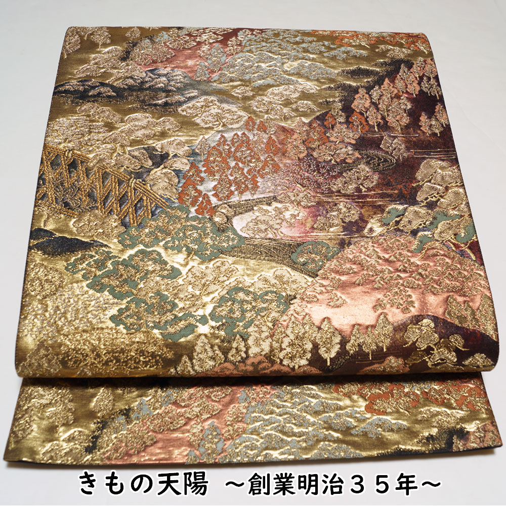 売れ筋がひ！ リサイクル着物 中古 正絹 帯 金系 金糸 洛中百景 袋帯